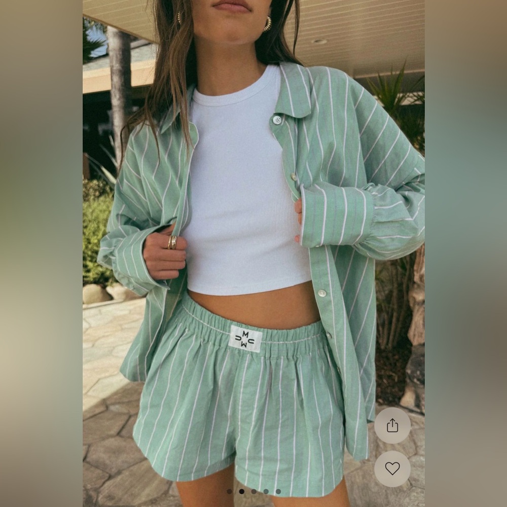 Show Me Your MuMu Green Striped Shirt and Shorts Set